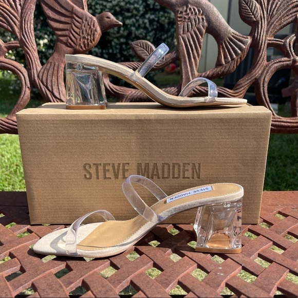 💋NWT Steve madden mott strappy clear block sandals - Picture 5 of 15